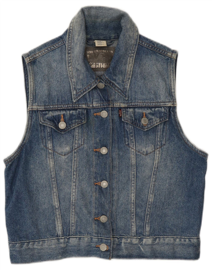 Levi's Chaleco vaquero corto para mujer Reino Unido 12 Algodón azul medio