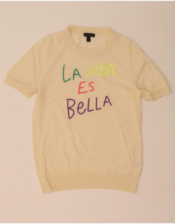 J. Crew Suéter gráfico con cuello redondo para mujer UK 40 Large Off White