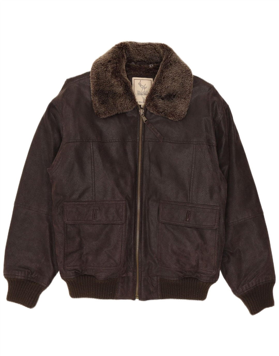 Blustaff Chaqueta Bomber De Piel De Oveja Para Hombre UK 38 Cuero Marrón Medio