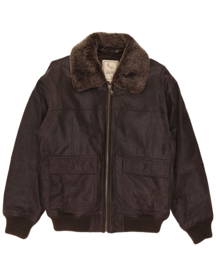 Blustaff Chaqueta Bomber De Piel De Oveja Para Hombre UK 38 Cuero Marrón Medio