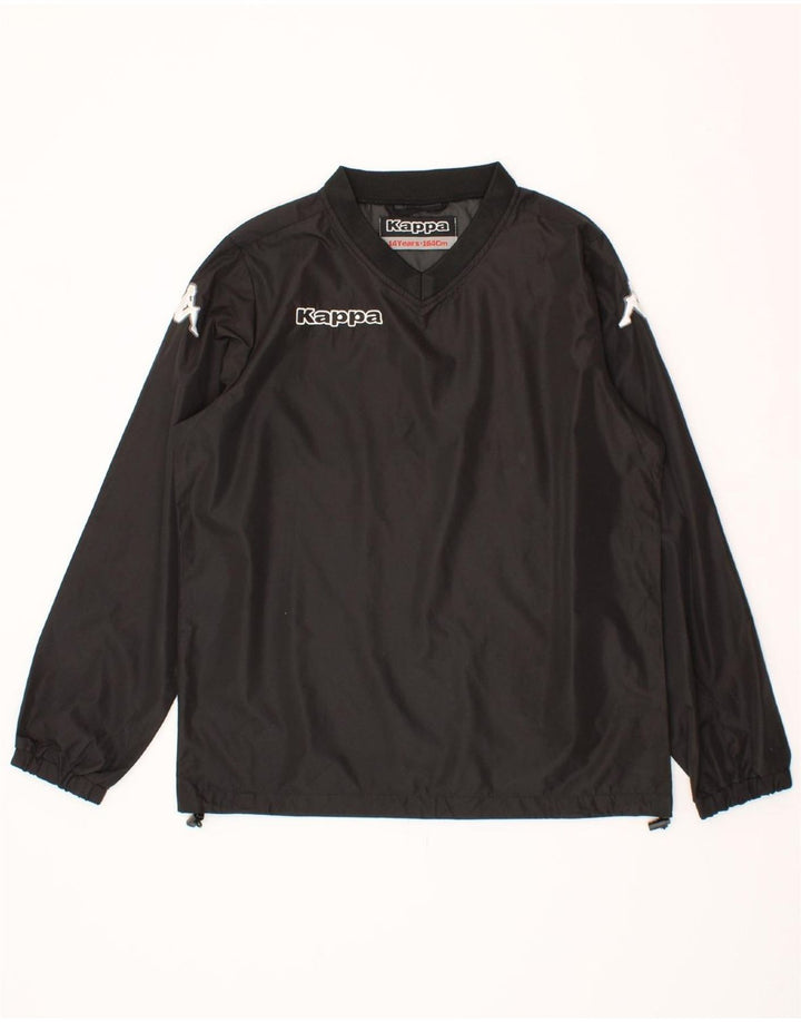 KAPPA Boys Pullover Tracksuit Top 13-14 Years Black Polyester Vintage Kappa and Second-Hand Kappa from Messina Hembry 