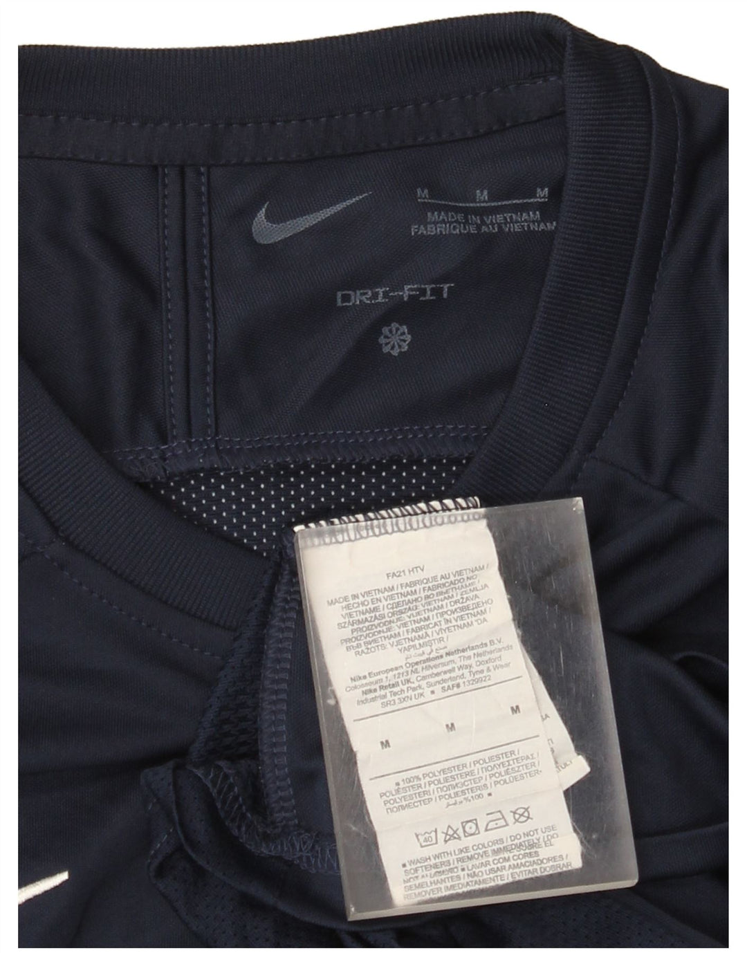 Camiseta Nike Dri Fit para hombre Top medio azul marino color block Poliéster