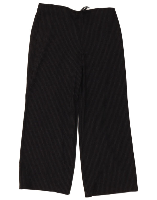 Zara Mujer Pantalón Cropped De Pierna Ancha XS W25 L28 Poliéster A Rayas Gris