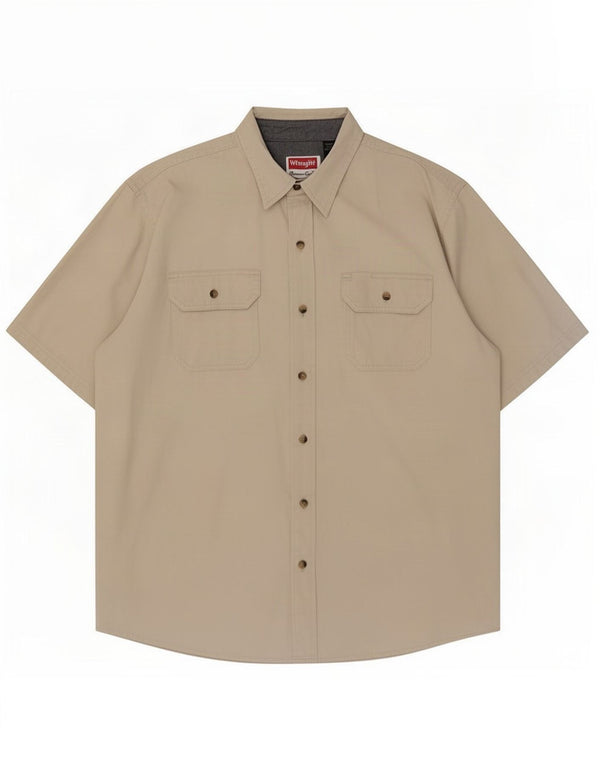 Wrangler Camisa De Manga Corta Para Hombre Grande Algodón Beige