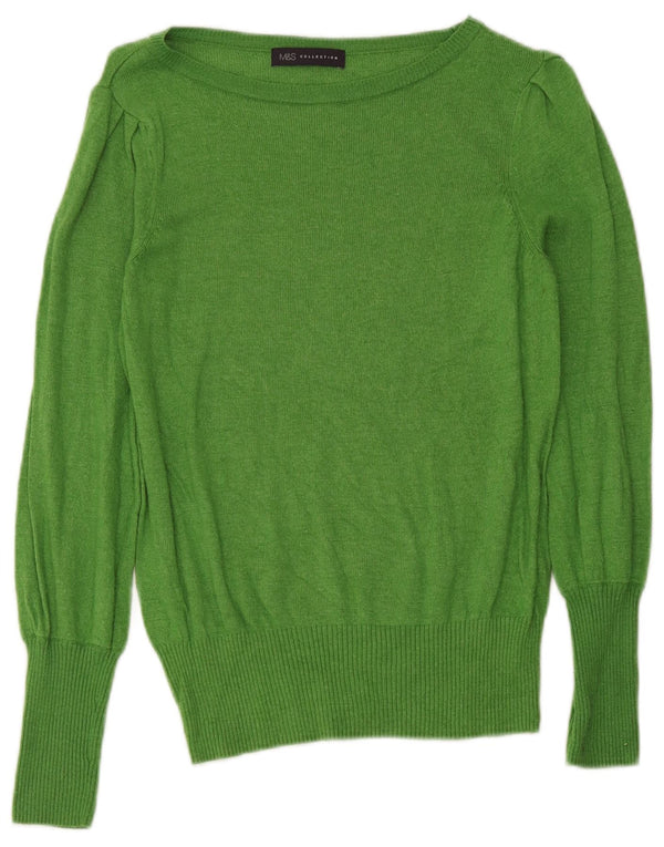 Marks & Spencer Suéter tipo jersey con cuello barco para mujer UK 12 Viscosa verde medio