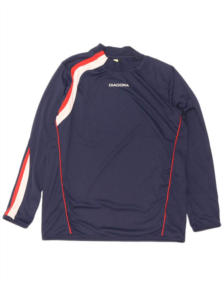 Diadora Hombre Top Manga Larga XL Azul Marino Colorblock Poliéster