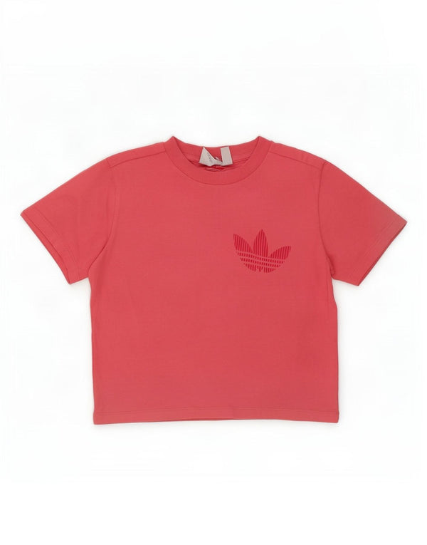 Adidas Camiseta corta gráfica para mujer Top UK 10 Small Pink Cotton