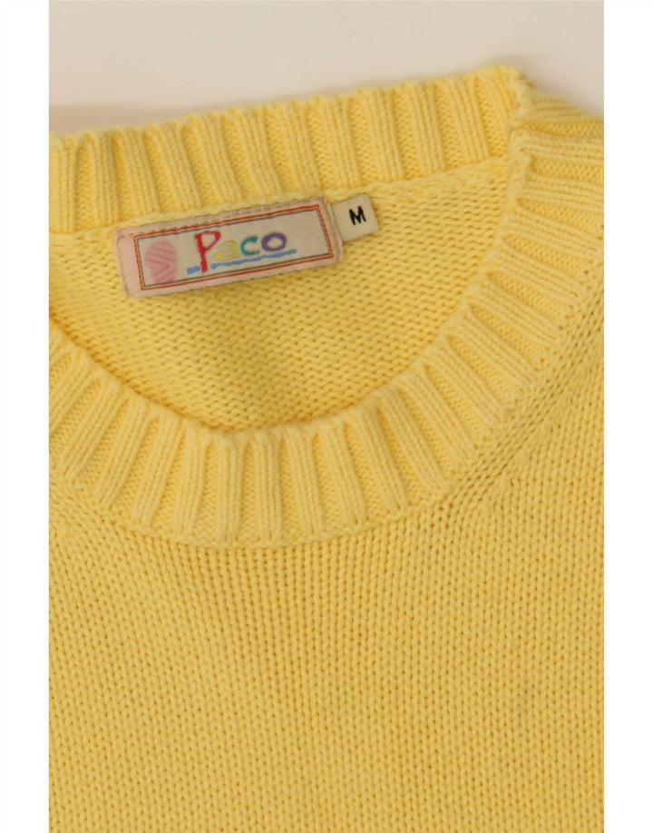 PACO Mens Crew Neck Jumper Sweater Medium Yellow Cotton Vintage Paco and Second-Hand Paco from Messina Hembry 