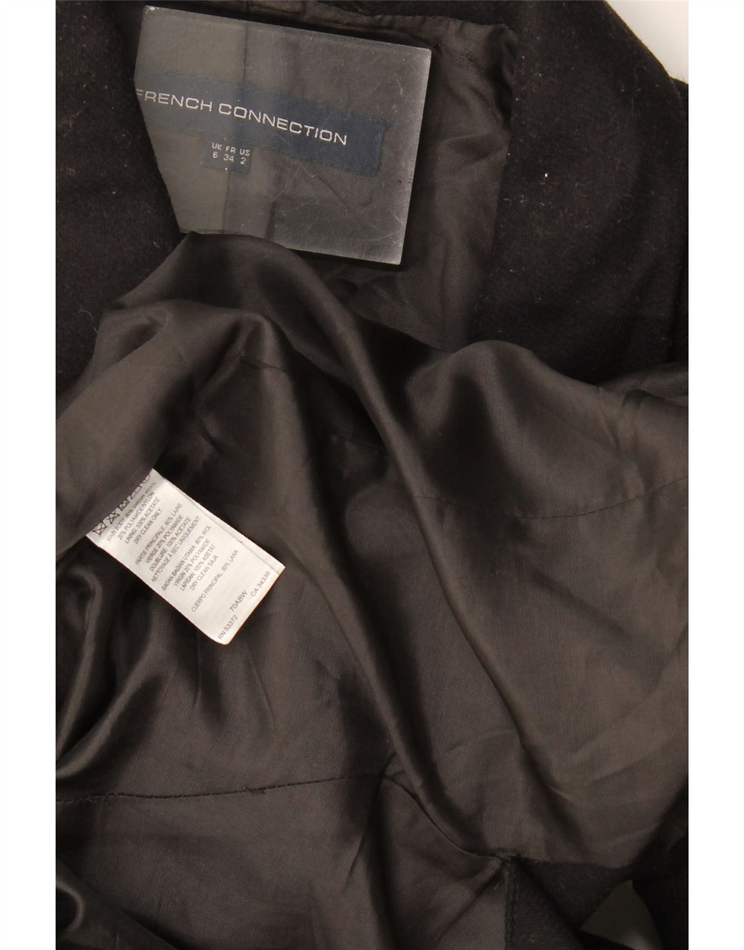 French Connection Chaqueta tipo blazer larga extragrande para mujer UK 6 XS Negro