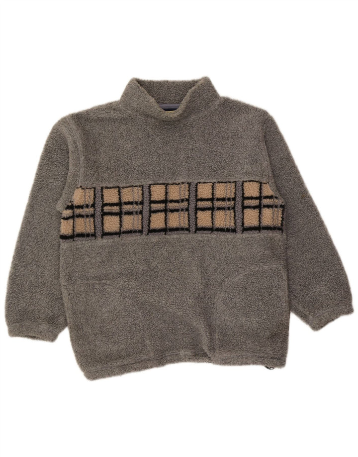 Vintage hombres polar jumper medio gris geométrico