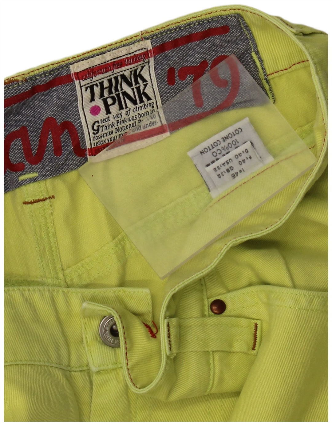 Think Pink Pantalones cargo rectos para mujer IT 46 Large W32 L33 Algodón verde