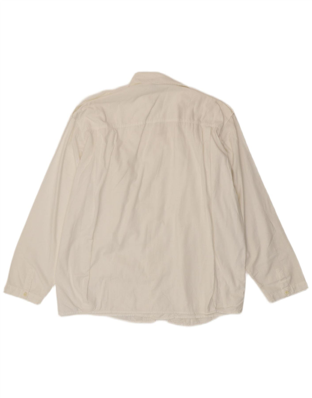 Benetton Camisa Militar Mediana De Algodón Blanco Hombre