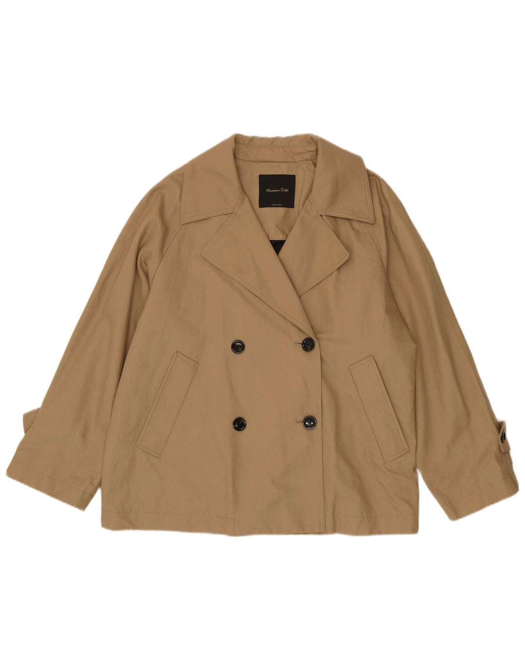 Massimo Dutti Gabardina Corta Oversize Mujer UK 44 Algodón Beige Medio