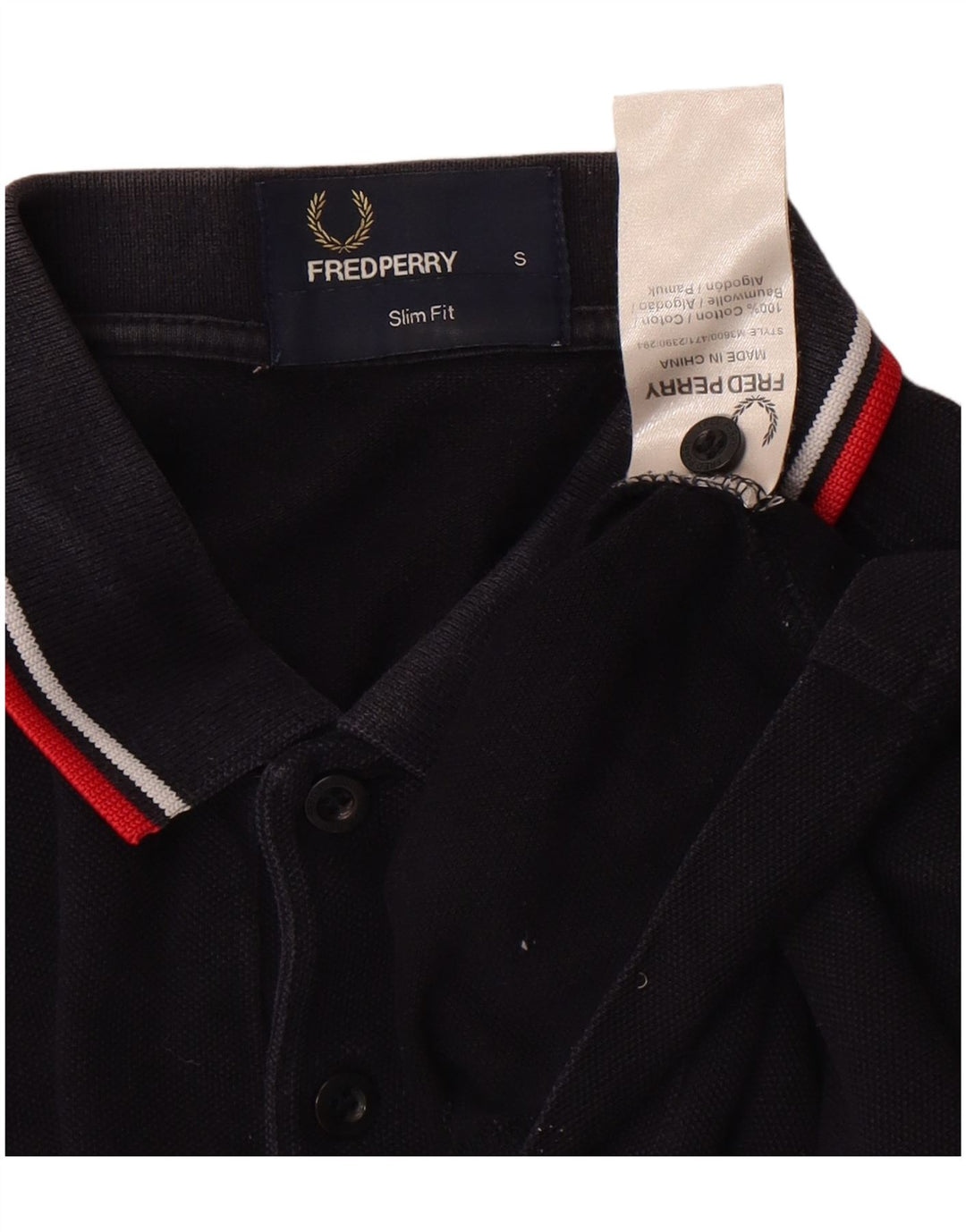 Fred Perry Polo Slim Fit Para Hombre Algodón Negro Pequeño