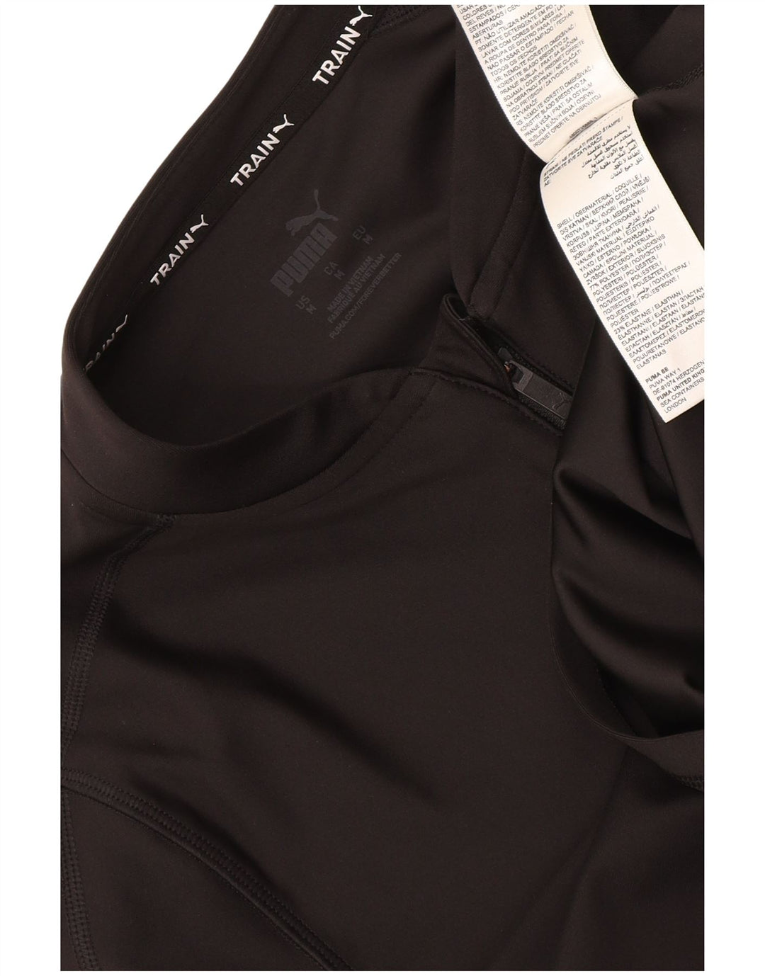 Puma Mujer Crop Zip Neck Jersey Chándal Top UK 12 Medium Negro