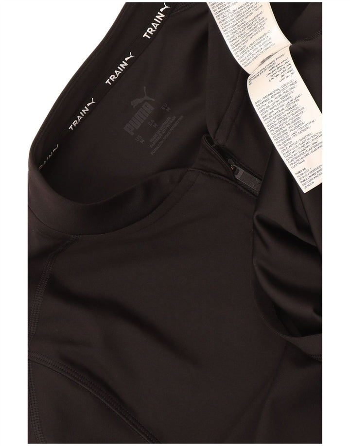 Puma Mujer Crop Zip Neck Jersey Chándal Top UK 12 Medium Negro