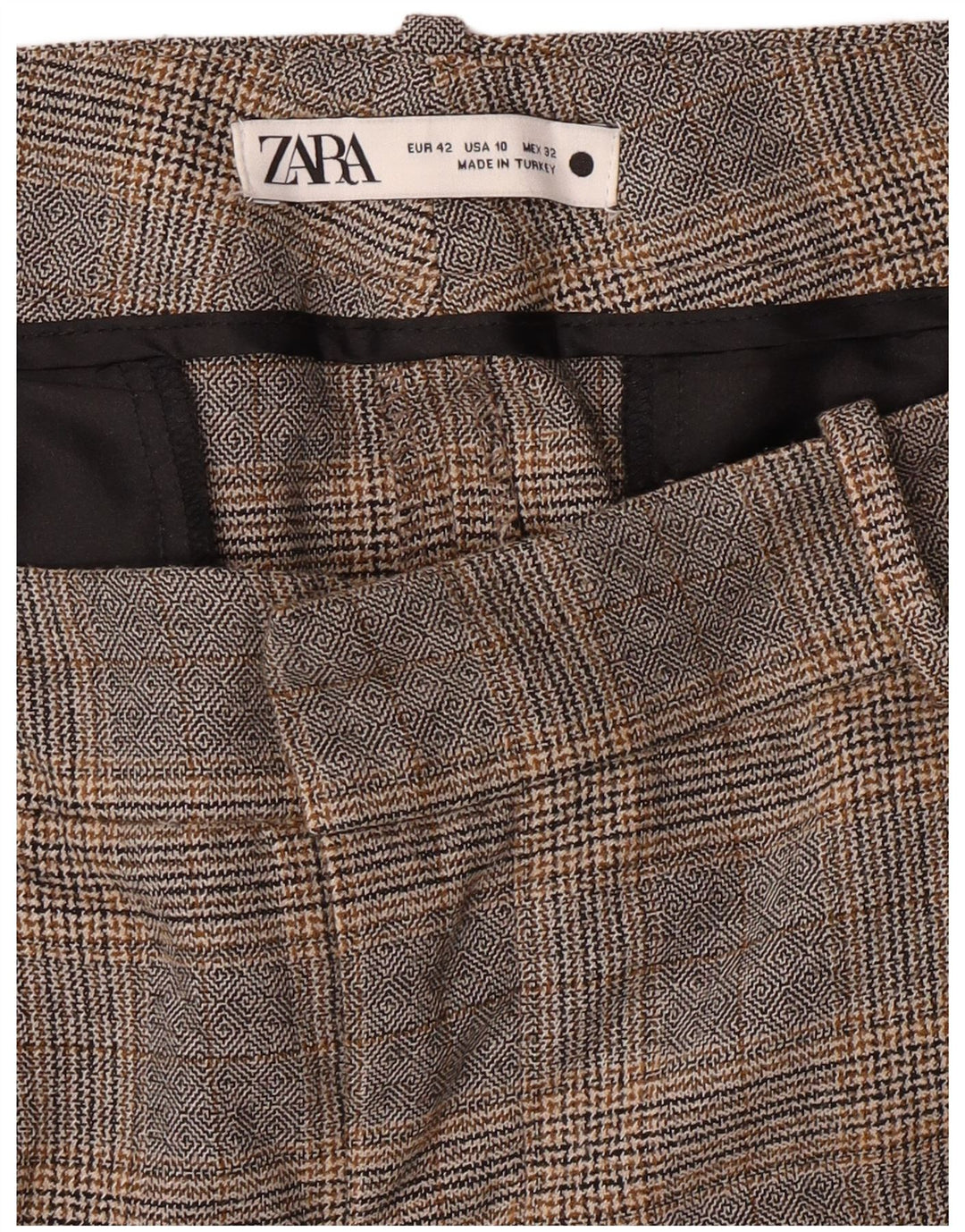 ZARA Pantalón Chino Slim Fit para Mujer EU 42 Large W32 L27 Cuadros Grises