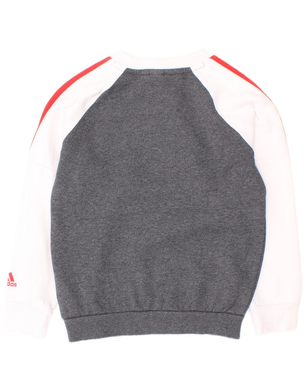 Adidas - Sudadera con estampado gráfico para niños, 5-6 años, algodón blanco con bloques de color