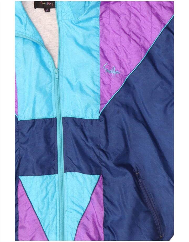 VINTAGE Chaqueta superior de chándal para hombre XL Nylon color block azul