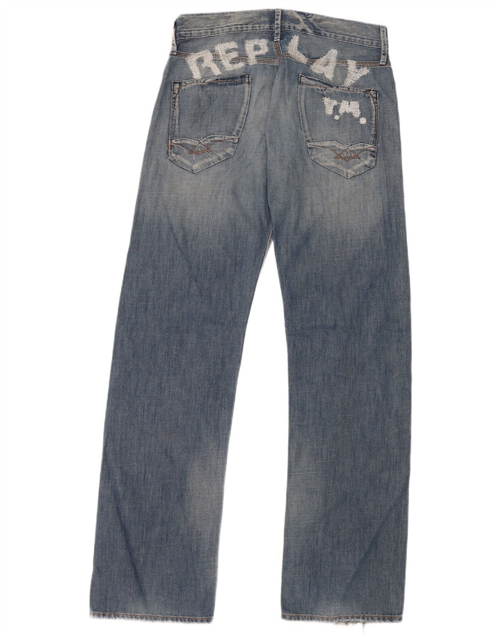 Replay Vaqueros Rectos Gráficos Para Hombre W30 L34 Algodón Azul