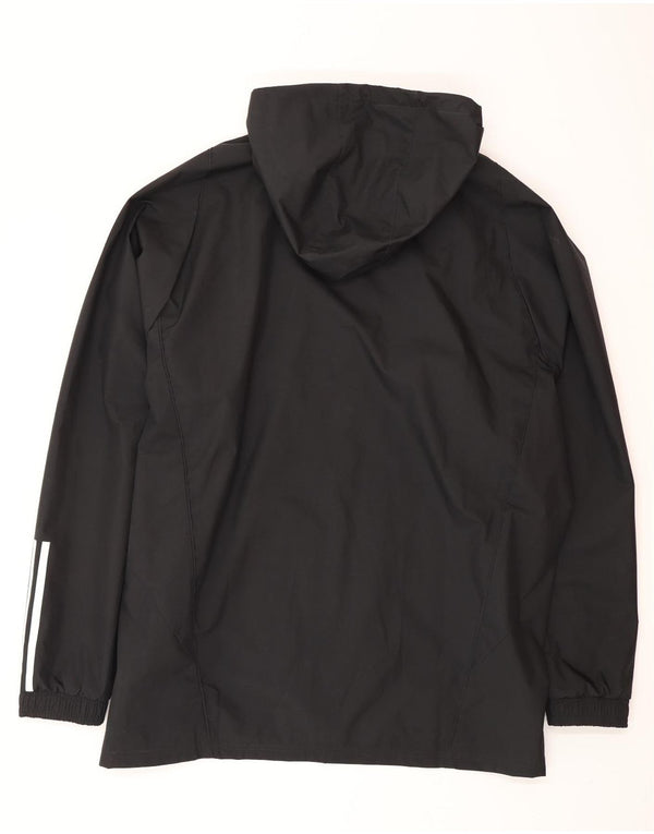 ADIDAS Chaqueta impermeable con capucha gráfica para hombre UK 46 3XL Poliéster negro