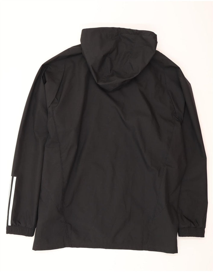 ADIDAS Chaqueta impermeable con capucha gráfica para hombre UK 46 3XL Poliéster negro