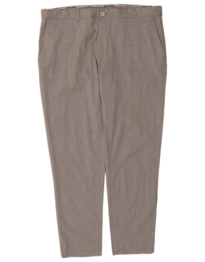 Zara Pantalón chino ajustado para hombre EU 48 XL W38 L29 Poliéster gris