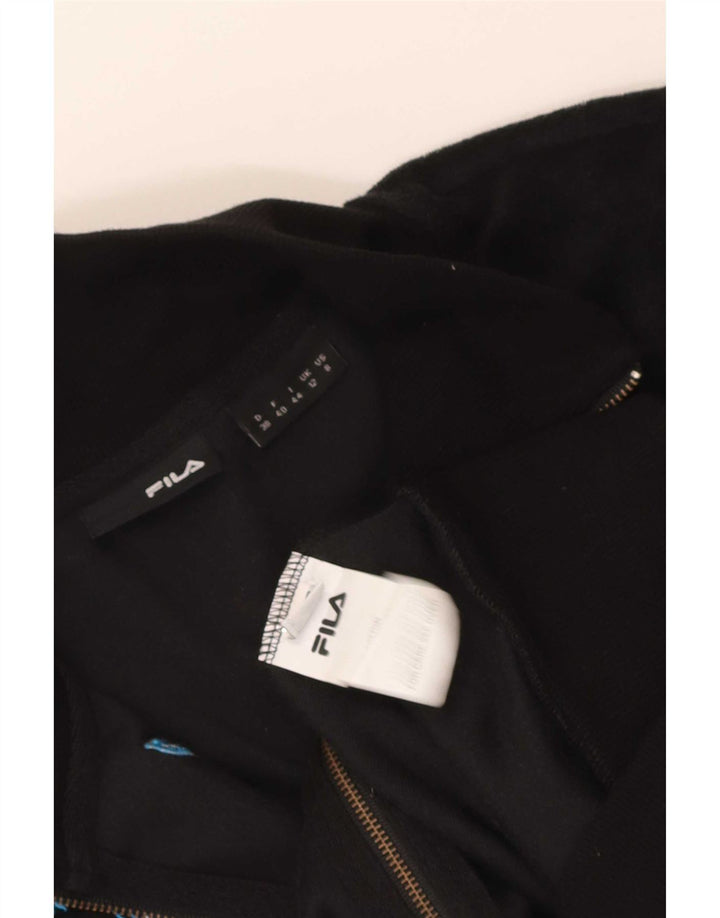 Fila Chaqueta superior de chándal gráfico para mujer Reino Unido 12 Mediana Algodón negro
