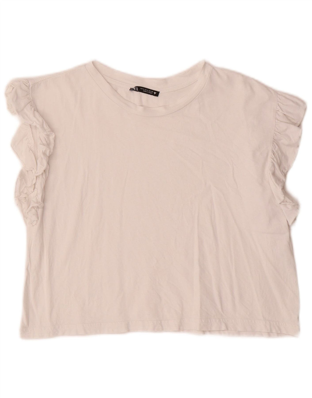 ZARA Mujer Blusa Corta Top UK 10 Small Off White