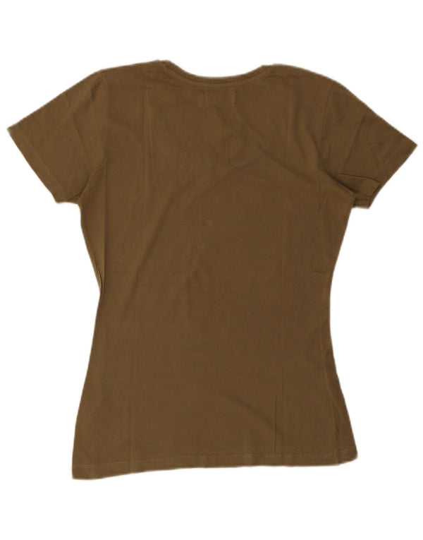 Diesel Mujer Camiseta Gráfica Top UK 10 Small Caqui Algodón