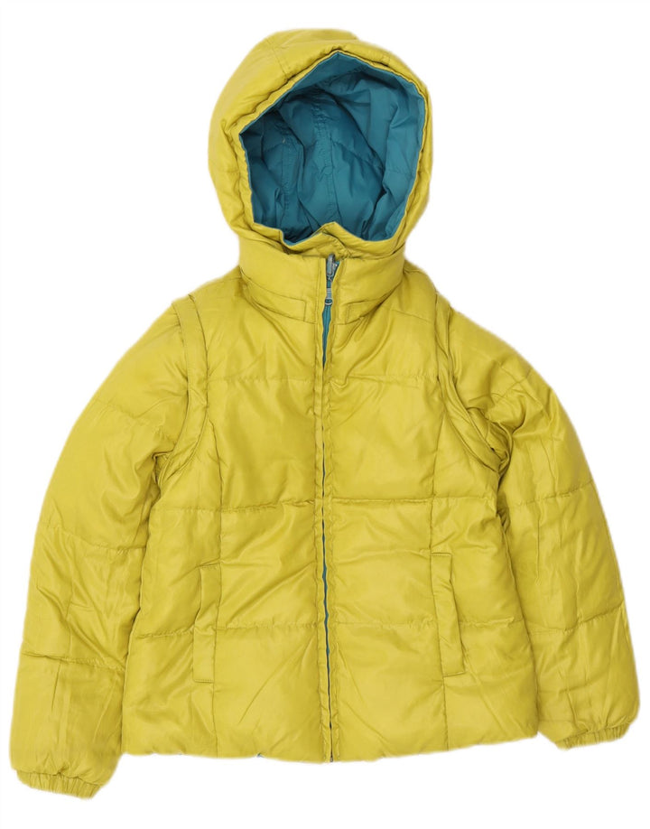 Benetton Chaqueta Acolchada Reversible Con Capucha Niña 7-8 Años Azul Mediano