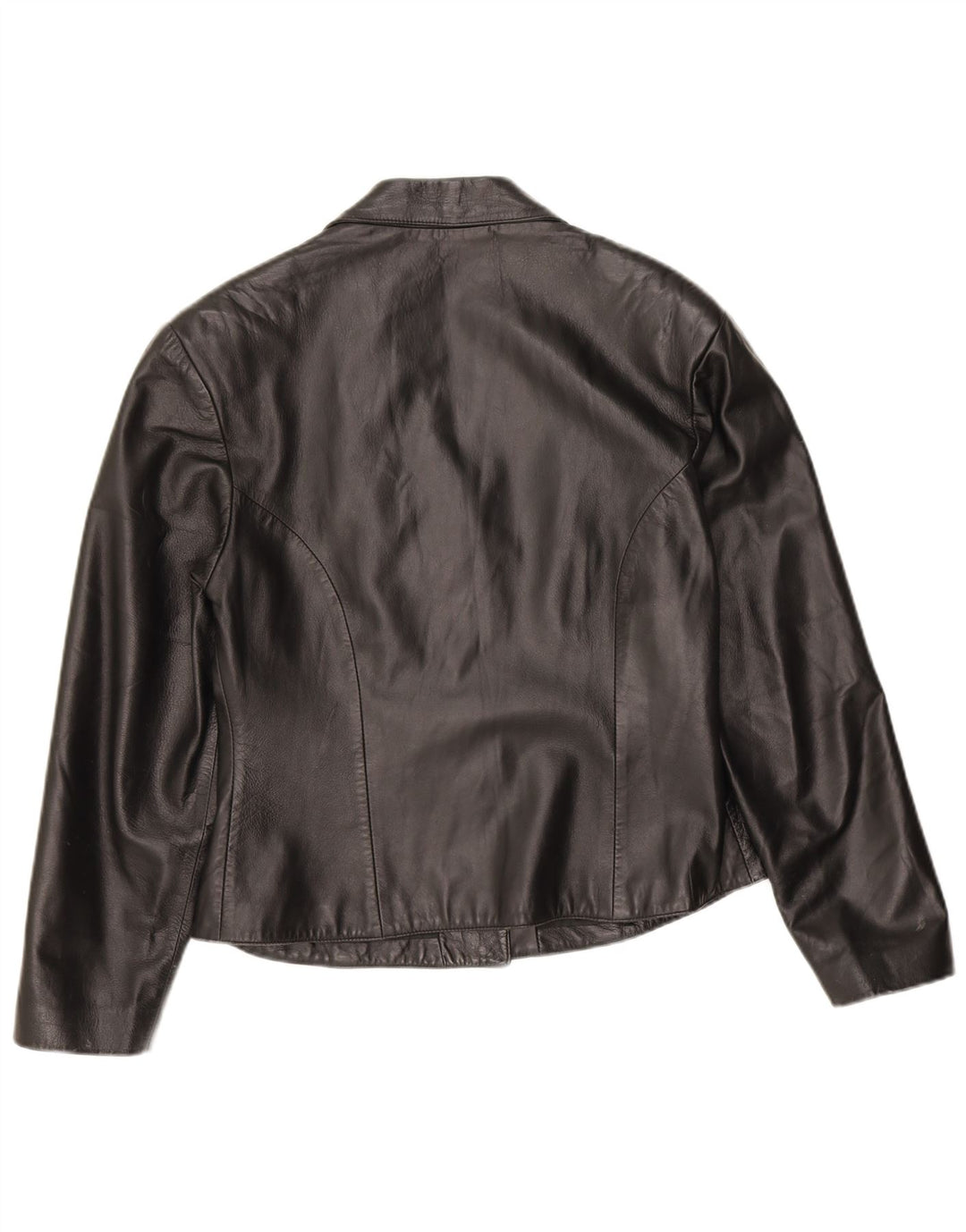 Vintage mujer 3 botones cuero Blazer chaqueta IT 46 cuero negro grande