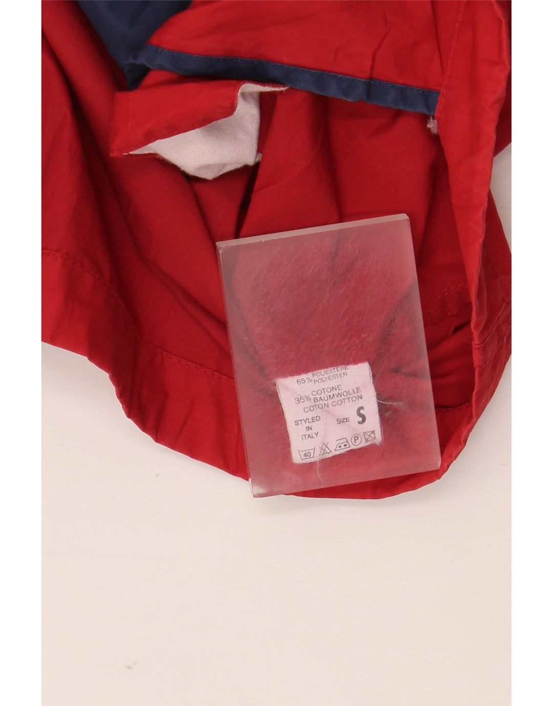 Vintage hombres con capucha suelta ajuste chaqueta utilitaria Reino Unido 36 pequeño poliéster rojo