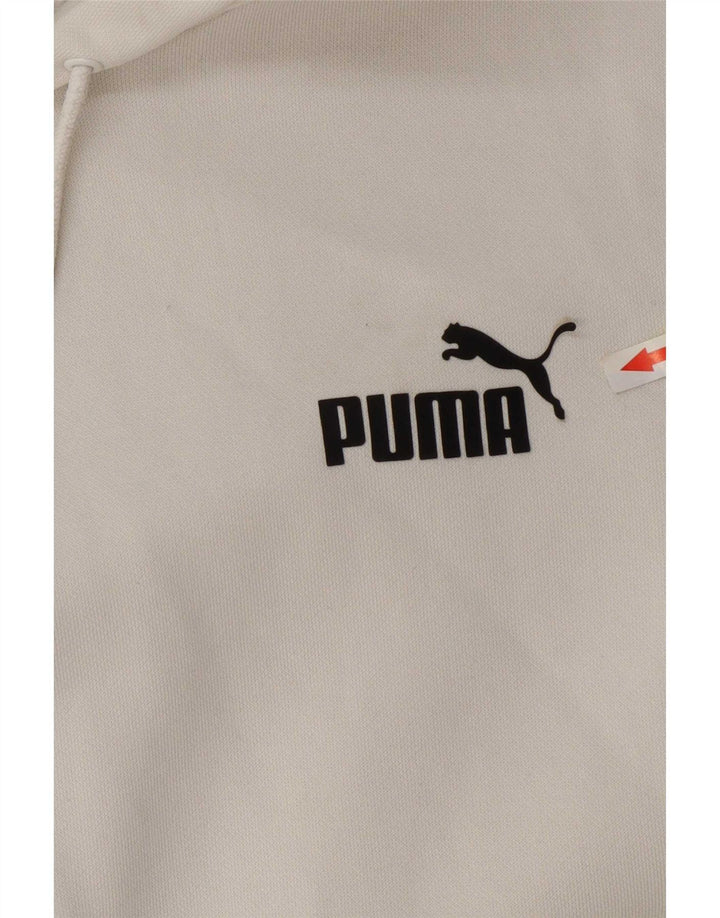 Puma Hombre Sudadera Con Capucha Gráfica De Algodón Color Block Medio Blanco