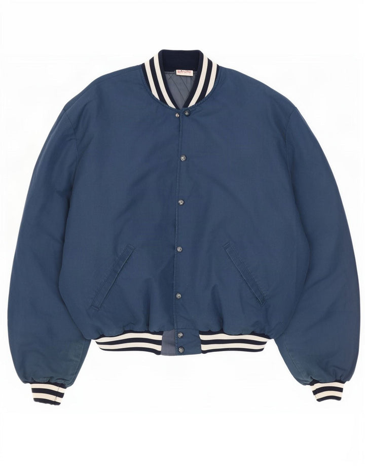 Vintage hombres gráfico Varsity chaqueta Reino Unido 44 2XL azul
