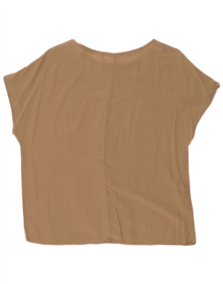 Vintage mujer blusa top Reino Unido 16 marrón grande