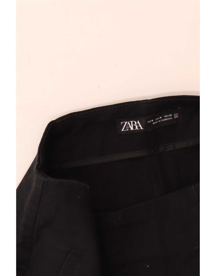 Zara Mujer Pantalones Calientes De Cintura Alta Mediano W28 Negro