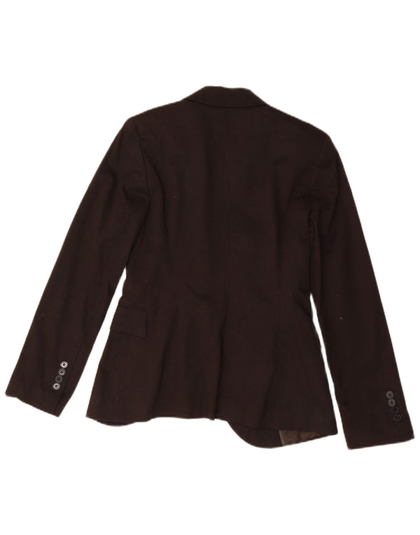 Zara Mujer Chaqueta Blazer De 1 Botón UK 10 Small Marrón Algodón