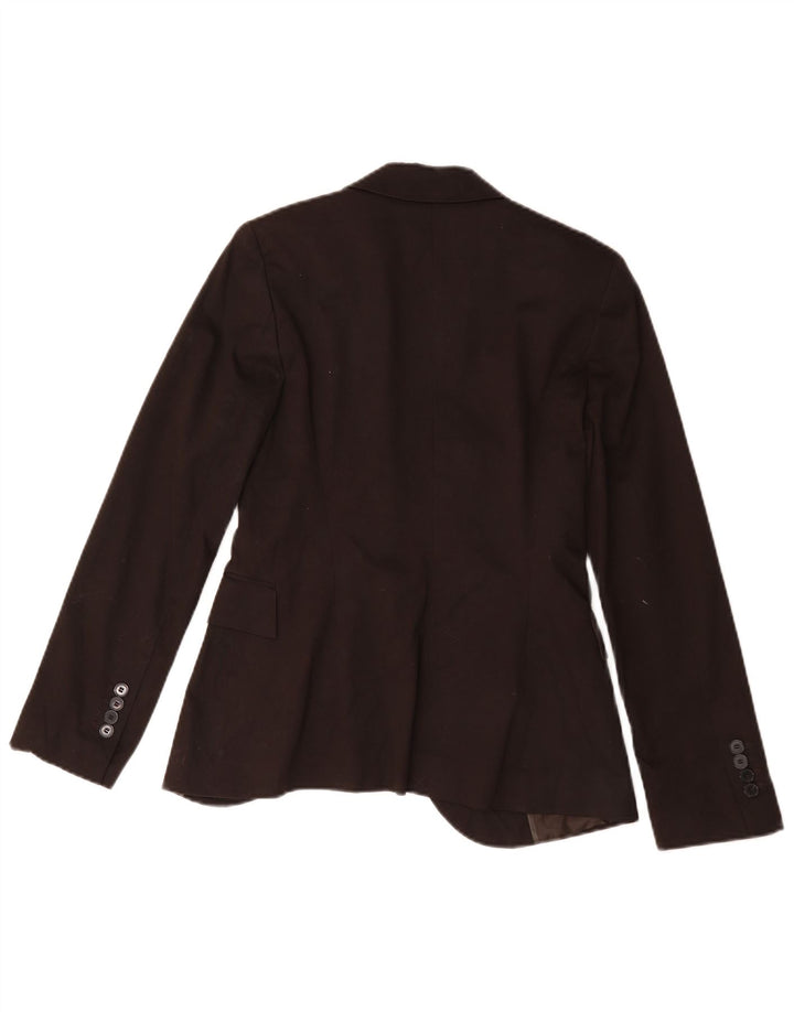 Zara Mujer Chaqueta Blazer De 1 Botón UK 10 Small Marrón Algodón