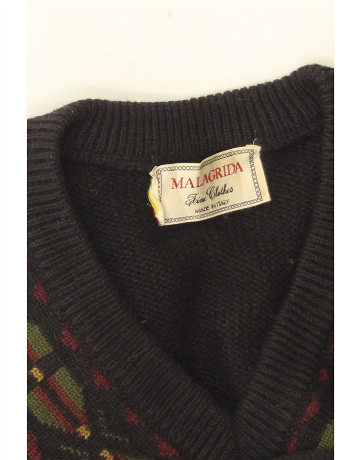 Malagrida Jersey con Cuello en V para Hombre Large Black Geométrico