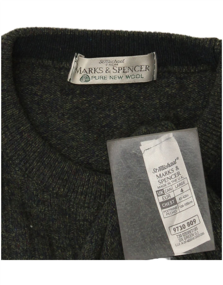 Marks & Spencer Jersey De Cuello Redondo Para Hombre Color Block Verde Grande