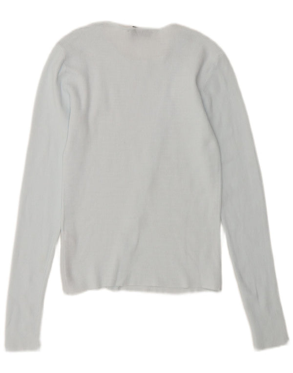 Zara Mujer Crop Cardigan Top UK 10 Small Azul Nylon