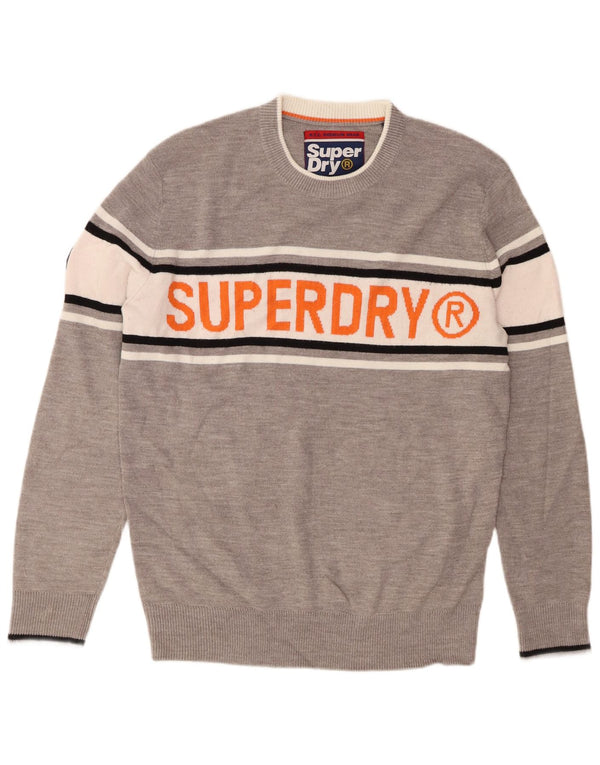 Superdry Jersey De Cuello Redondo Con Gráfico Para Hombre XL Acrílico Color Block Gris