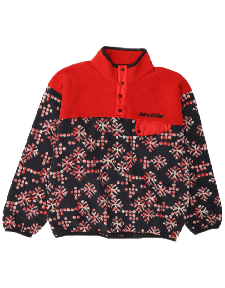 Invicta Jersey de forro polar con cuello y botones para hombre, tamaño mediano, multicolor floral