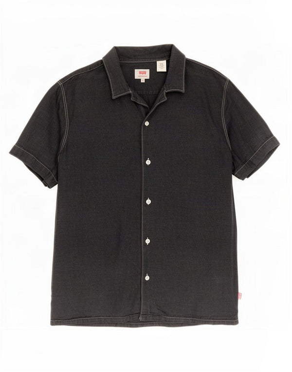Levi's Camisa de manga corta de ajuste regular para hombre, talla pequeña, lino negro