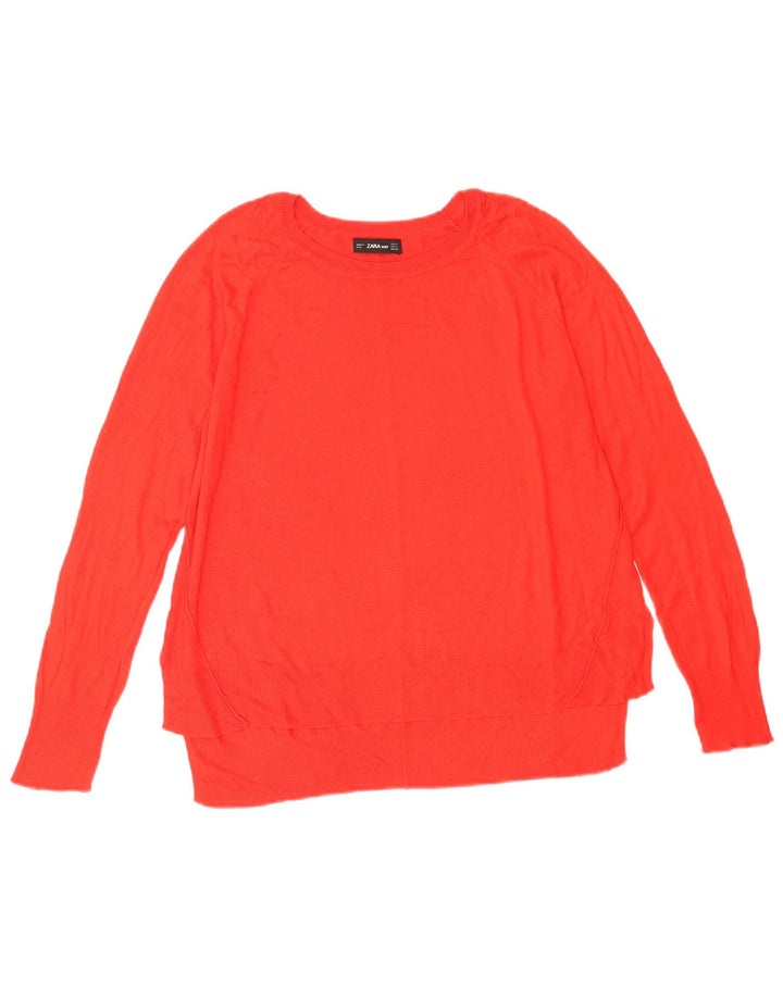 Zara - Jersey con cuello barco para mujer, talla 40, talla M, color rojo