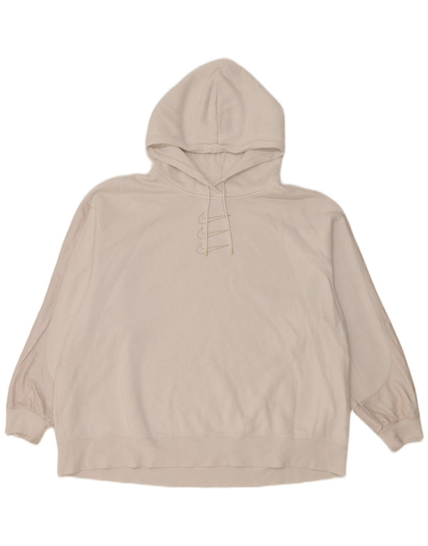 Nike - Jersey con capucha para mujer, diseño gráfico de gran tamaño, talla 48, 2XL, algodón blanco