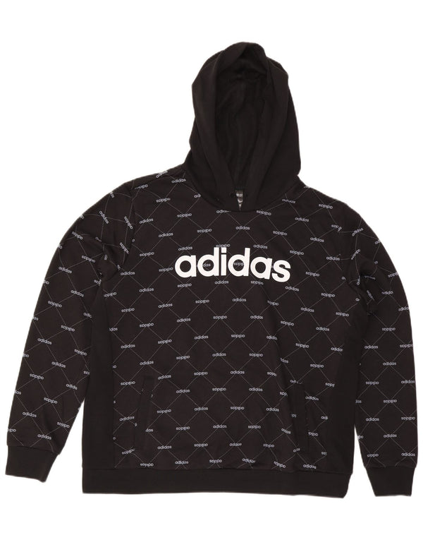 Adidas Sudadera con capucha gráfica para mujer UK 24/26 2XL Algodón negro
