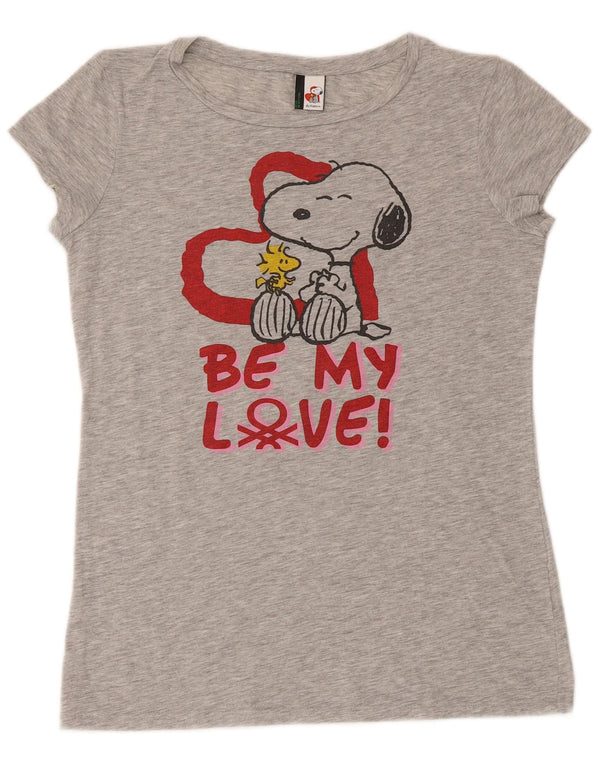 Benetton Camiseta Con Estampado De Snoopy Para Mujer UK 42 Gris Medio Moteado
