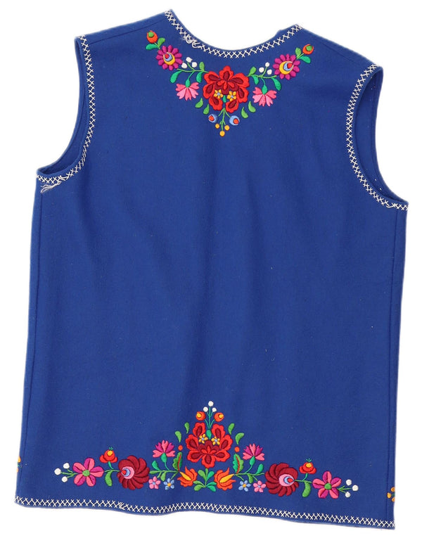 Vintage mujer sin mangas abierto cardigan top Reino Unido 18 XL azul floral